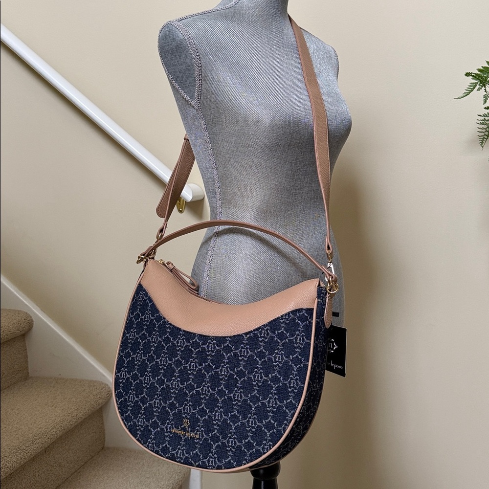Nanette Lepore Blue Patterned Shoulder Bag. Removeable  handle & crossbody strap - Picture 3 of 16